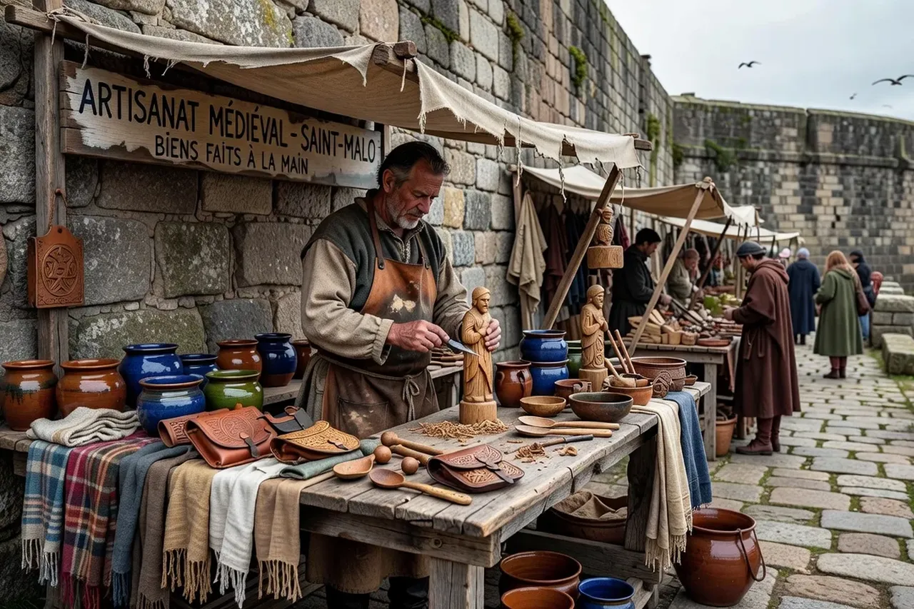 Cavaliers en costume medieval dans les rues de Saint-Malo intra-muros