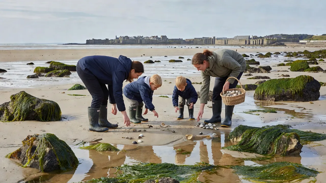 Pêche à pied en famille lors d’une grande marée à Saint-Malo